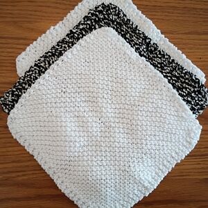 Handmade Knit Dishcloth Set in Black and White